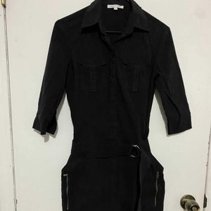 Belted black cargo dress